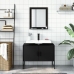 Juego de muebles de baño 2 pzas madera de ingeniería negro