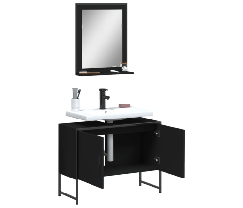 Juego de muebles de baño 2 pzas madera de ingeniería negro