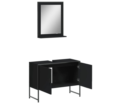 Juego de muebles de baño 2 pzas madera de ingeniería negro