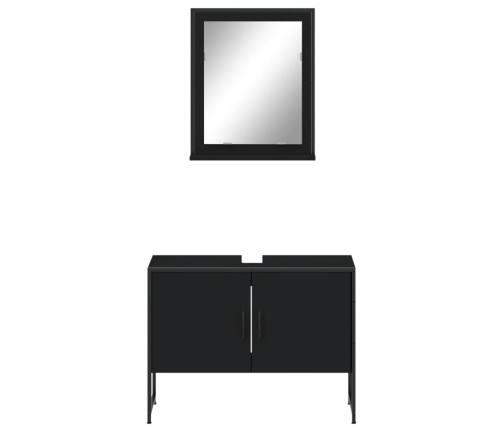 Juego de muebles de baño 2 pzas madera de ingeniería negro