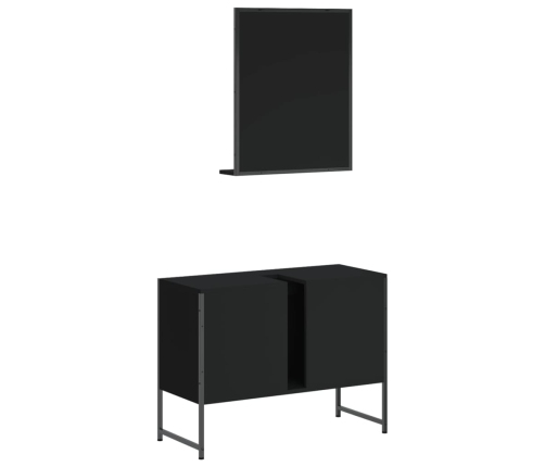 Juego de muebles de baño 2 pzas madera de ingeniería negro