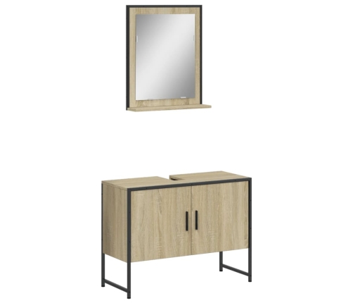 Set de muebles de baño 2 pzas madera de ingeniería roble sonoma