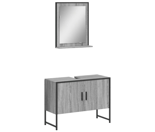 Set de muebles de baño 2 pzas madera de ingeniería gris sonoma