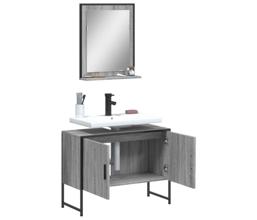 Set de muebles de baño 2 pzas madera de ingeniería gris sonoma