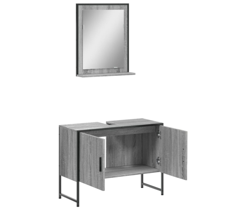 Set de muebles de baño 2 pzas madera de ingeniería gris sonoma