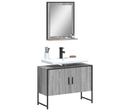 Set de muebles de baño 2 pzas madera de ingeniería gris sonoma