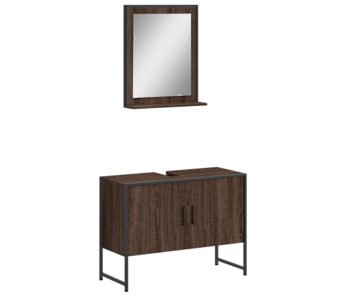 Set de muebles de baño 2 pzas madera de ingeniería marrón roble