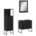 Set de muebles de baño 3 piezas madera contrachapada negro