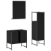 Set de muebles de baño 3 piezas madera contrachapada negro