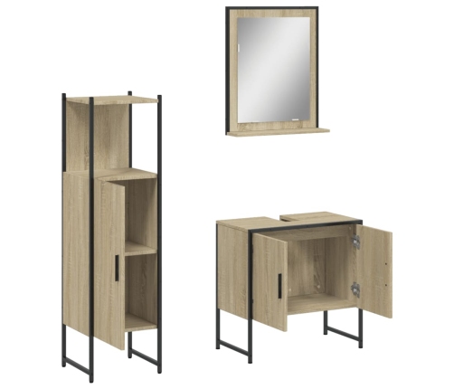 Set de muebles de baño 3 pzas madera contrachapada roble sonoma