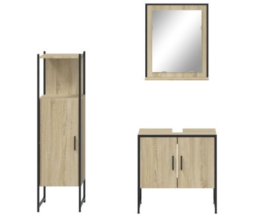 Set de muebles de baño 3 pzas madera contrachapada roble sonoma