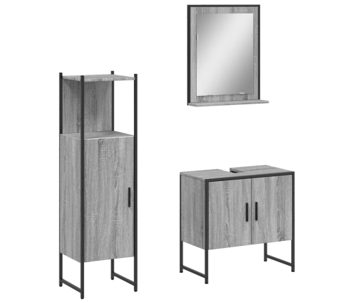 Set de muebles de baño 3 pzas madera contrachapada gris sonoma