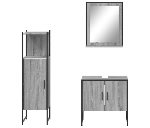 Set de muebles de baño 3 pzas madera contrachapada gris sonoma