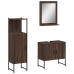 Set de muebles de baño 3 pzas madera contrachapada roble marrón