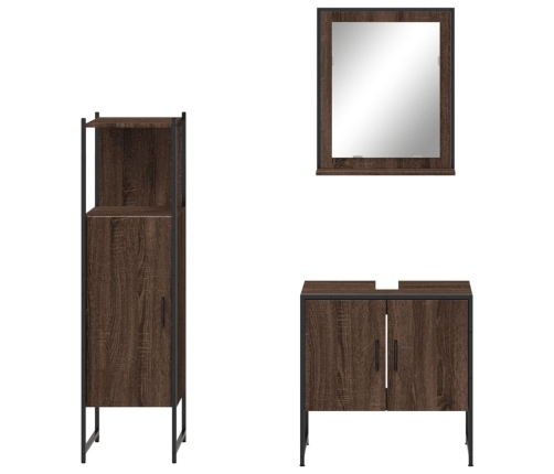 Set de muebles de baño 3 pzas madera contrachapada roble marrón