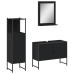 Set de muebles de baño 3 piezas madera contrachapada negro