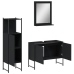 Set de muebles de baño 3 piezas madera contrachapada negro