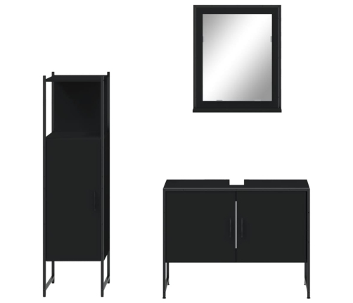 Set de muebles de baño 3 piezas madera contrachapada negro