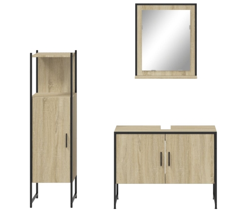 Set de muebles de baño 3 pzas madera contrachapada roble sonoma