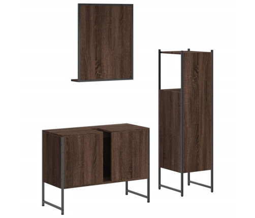 Set de muebles de baño 3 pzas madera contrachapada roble marrón