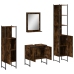 Set de muebles de baño 4 piezas madera contrachapada roble humo