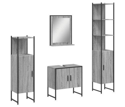 Set de armario de baño 4 pzas madera contrachapada gris sonoma