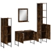 Set de muebles de baño 4 piezas madera contrachapada roble humo