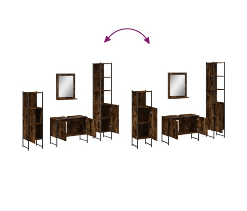 Set de muebles de baño 4 piezas madera contrachapada roble humo