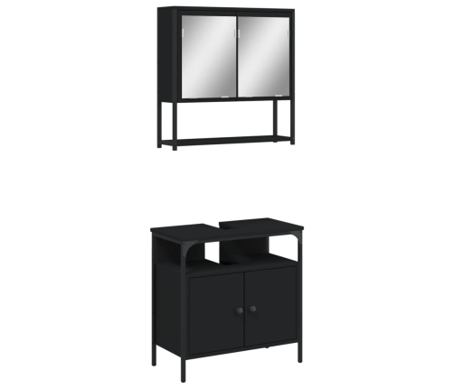 Juego de muebles de baño 2 pzas madera contrachapada negro