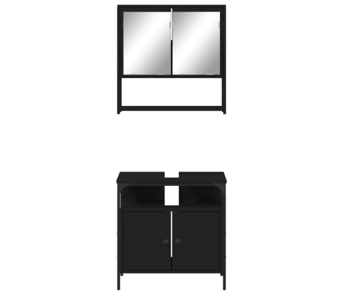 Juego de muebles de baño 2 pzas madera contrachapada negro