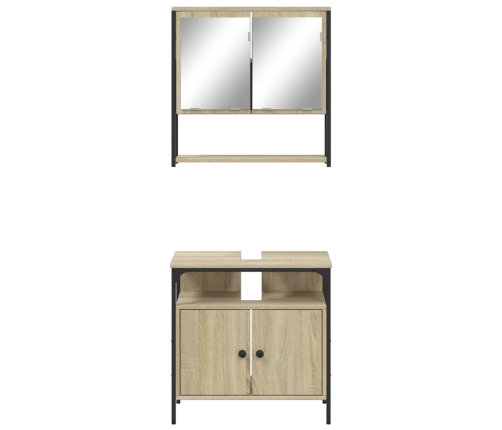 Set de muebles de baño 2 pzas madera contrachapada roble Sonoma