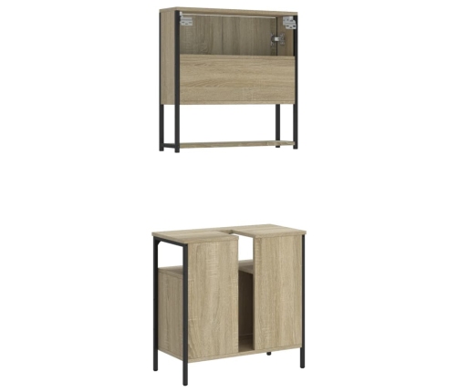 Set de muebles de baño 2 pzas madera contrachapada roble Sonoma