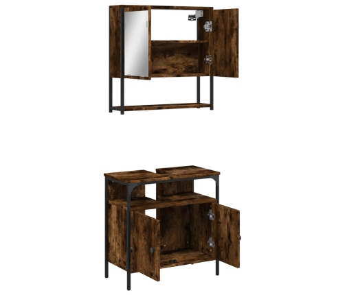 Set de muebles baño 2 pzas madera contrachapada roble ahumado