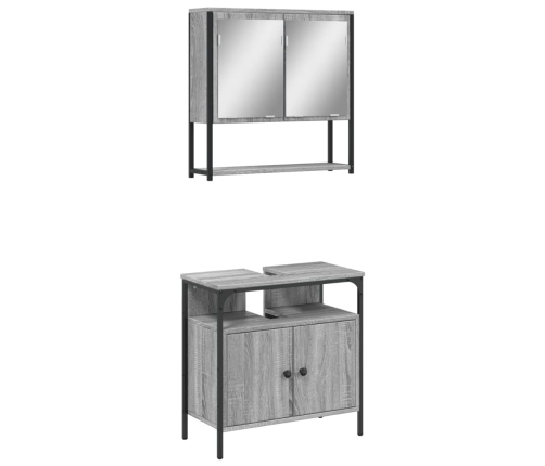 Set de muebles de baño 2 pzas madera contrachapada gris sonoma