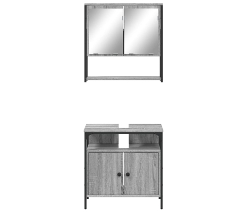 Set de muebles de baño 2 pzas madera contrachapada gris sonoma