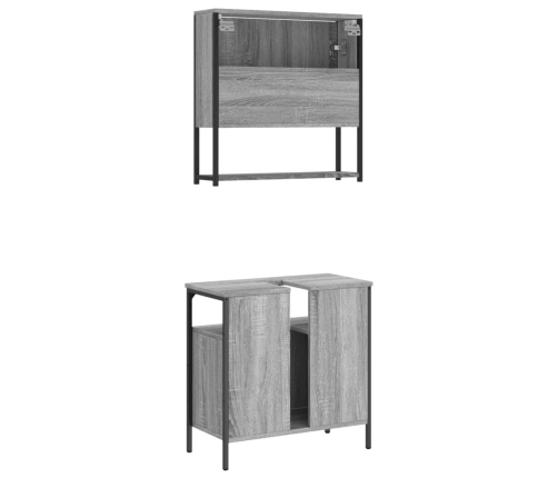 Set de muebles de baño 2 pzas madera contrachapada gris sonoma