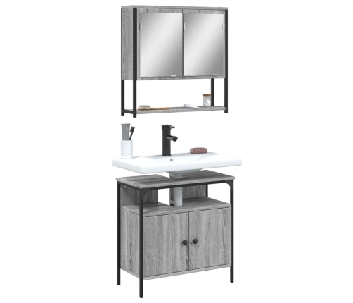 Set de muebles de baño 2 pzas madera contrachapada gris sonoma