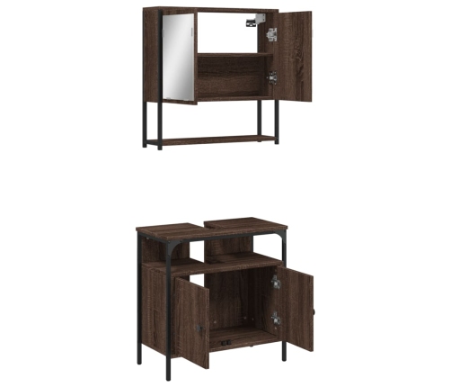 Set de muebles baño 2 pzas madera contrachapada marrón roble