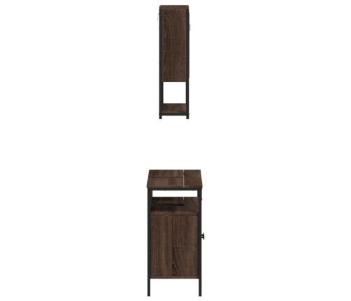 Set de muebles baño 2 pzas madera contrachapada marrón roble