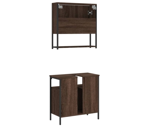 Set de muebles baño 2 pzas madera contrachapada marrón roble