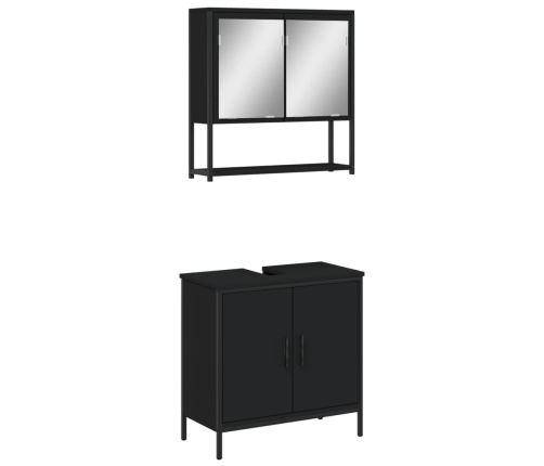 Juego de muebles de baño 2 pzas madera contrachapada negro