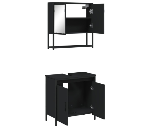 Juego de muebles de baño 2 pzas madera contrachapada negro