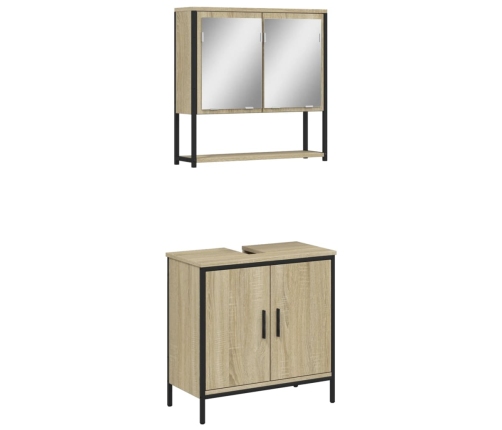 Set de muebles de baño 2 pzas madera contrachapada roble Sonoma