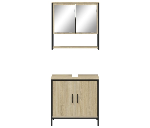 Set de muebles de baño 2 pzas madera contrachapada roble Sonoma