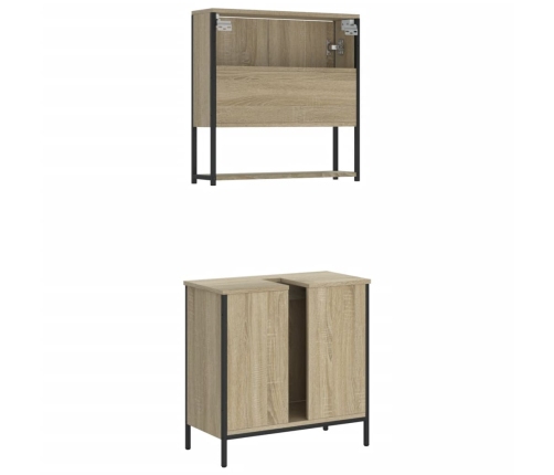 Set de muebles de baño 2 pzas madera contrachapada roble Sonoma