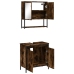 Set de muebles baño 2 pzas madera contrachapada roble ahumado