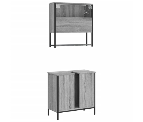 Set de muebles de baño 2 pzas madera contrachapada gris sonoma