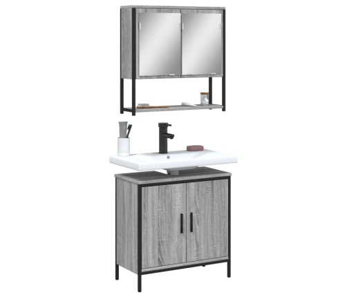 Set de muebles de baño 2 pzas madera contrachapada gris sonoma