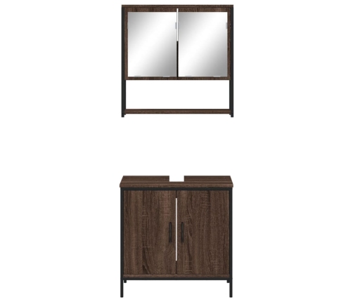 Set de muebles baño 2 pzas madera contrachapada marrón roble