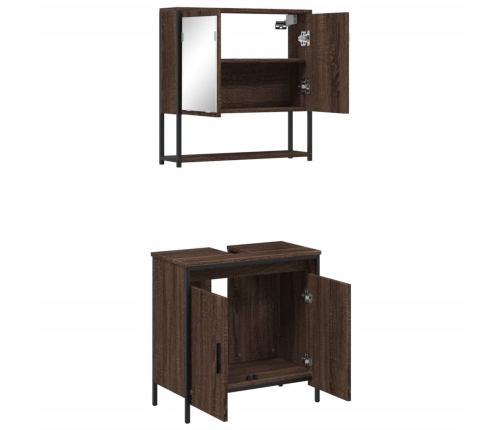 Set de muebles baño 2 pzas madera contrachapada marrón roble